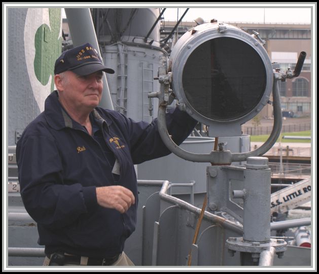 photograph of Rich Cornall aboard the USS WISCONSIN - Final signal 2008