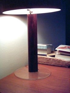 photograph of lamp made from wood salvaged from the Savage