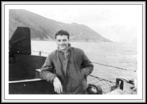 photograph of Morrie Stein on deck in Seward, Alaska